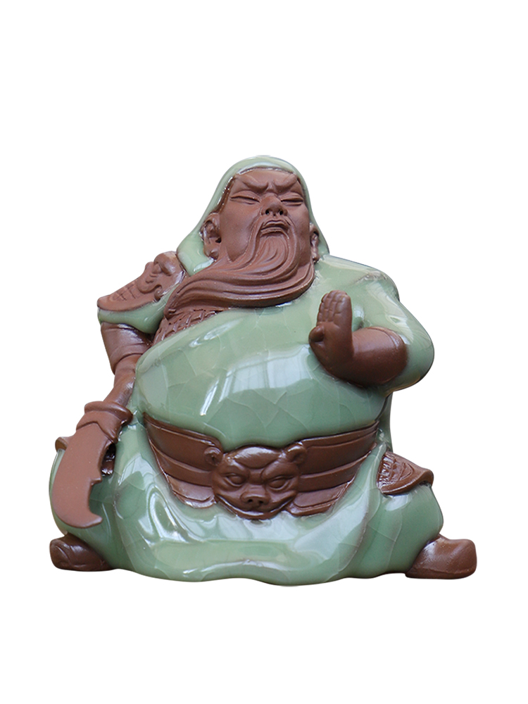 F who elder brother up with purple sand tea for its ehrs pet creative guan yu guan gong ceramic tea family tea car furnishing articles