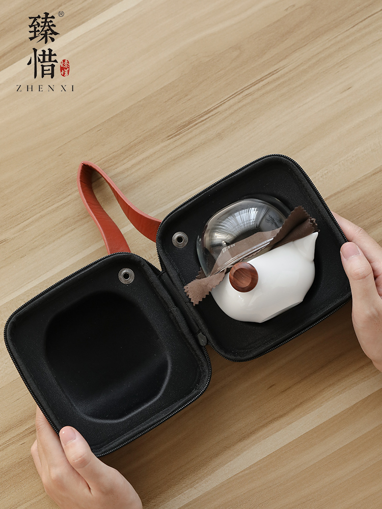 Become precious little creative Kun crack cup of modern travel kung fu tea set portable office a pot of tea ceramic package two cups