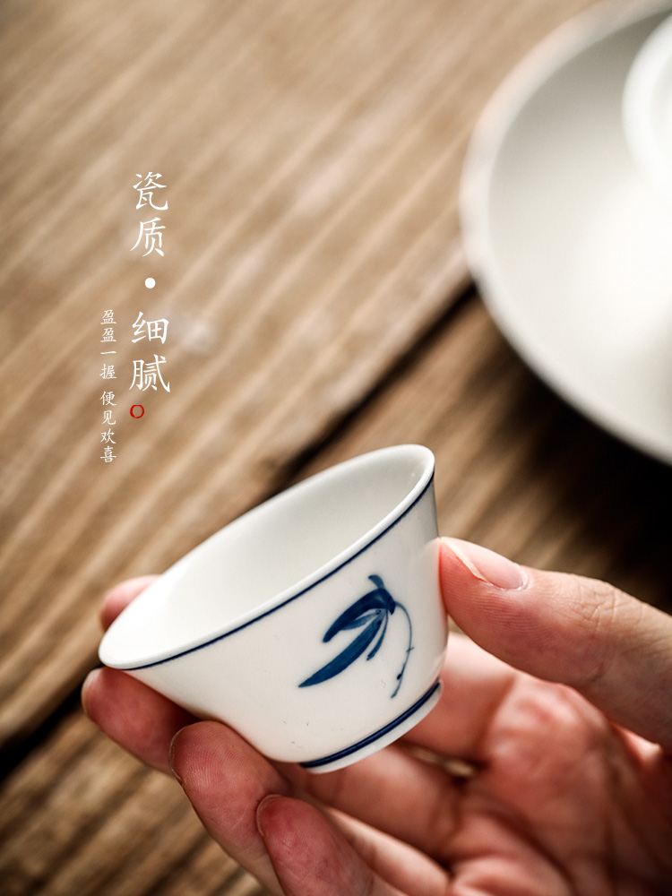 Pure manual master cup single cup in true up jingdezhen blue and white orchid hand sample tea cup single female kung fu tea cups