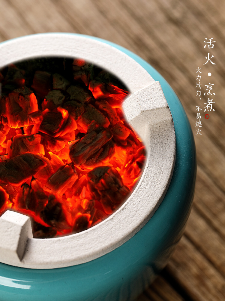 Ken shun ke jingdezhen in true pure manual charcoal up stove to boil tea stove ceramic pine green glaze Chinese style household small tea stove