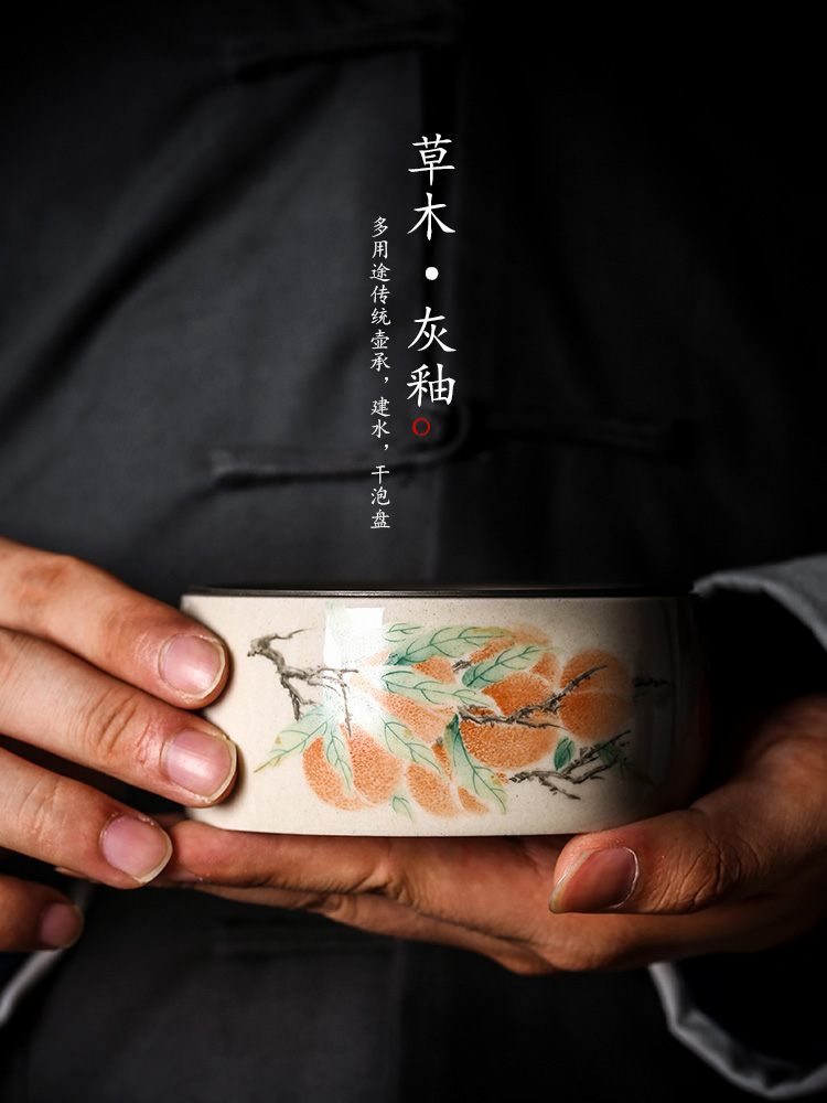 Pure manual plant ash glaze small pot of dry socket sets jingdezhen hand - made tea on high - end a pot of water as washed