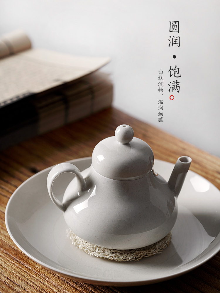 Kung fu tea pot single pot of jingdezhen all hand plant ash glaze high - end the pear type ceramic tea pot of Chinese tea set