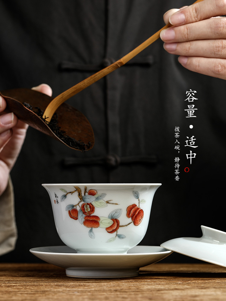 Pure manual was only three tureen tea cups large jingdezhen hand - made persimmon hot ceramic bowl with single proof