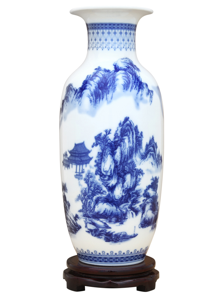 Jingdezhen ceramics archaize large blue and white porcelain vase furnishing articles home sitting room lucky bamboo flower arrangement craft ornaments