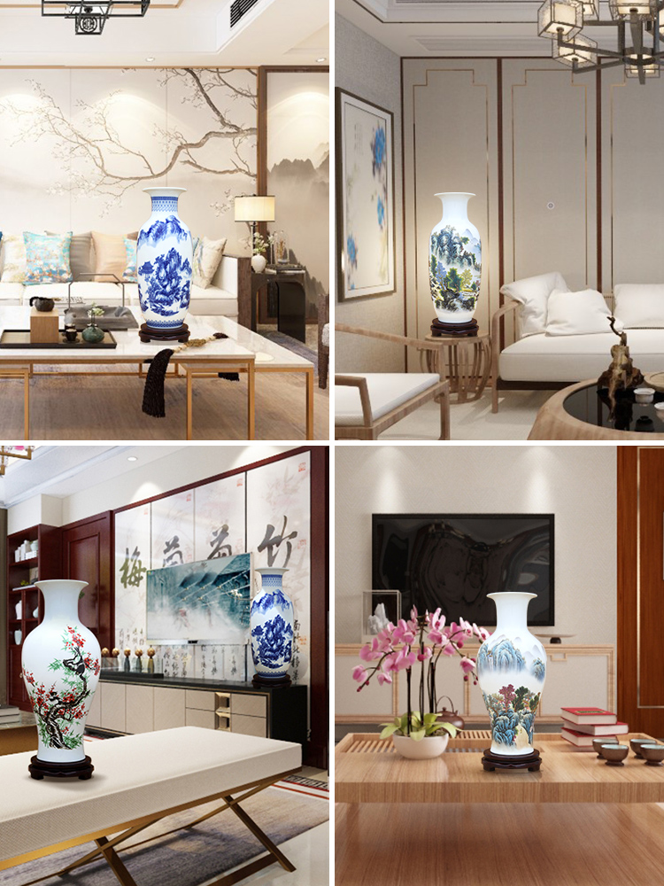 Jingdezhen ceramics archaize large blue and white porcelain vase furnishing articles home sitting room lucky bamboo flower arrangement craft ornaments