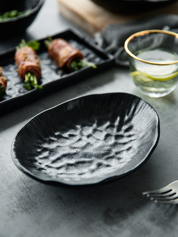 Creative the scrub ceramic dish pan fish dish soup plate rectangular plates of sushi household soup bowl silver piece dish bowl