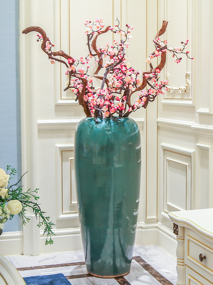 Modern light key-2 luxury Chinese ceramic floor dry flower vases, flower arrangement sitting room large floral landscape modelling decorative furnishing articles