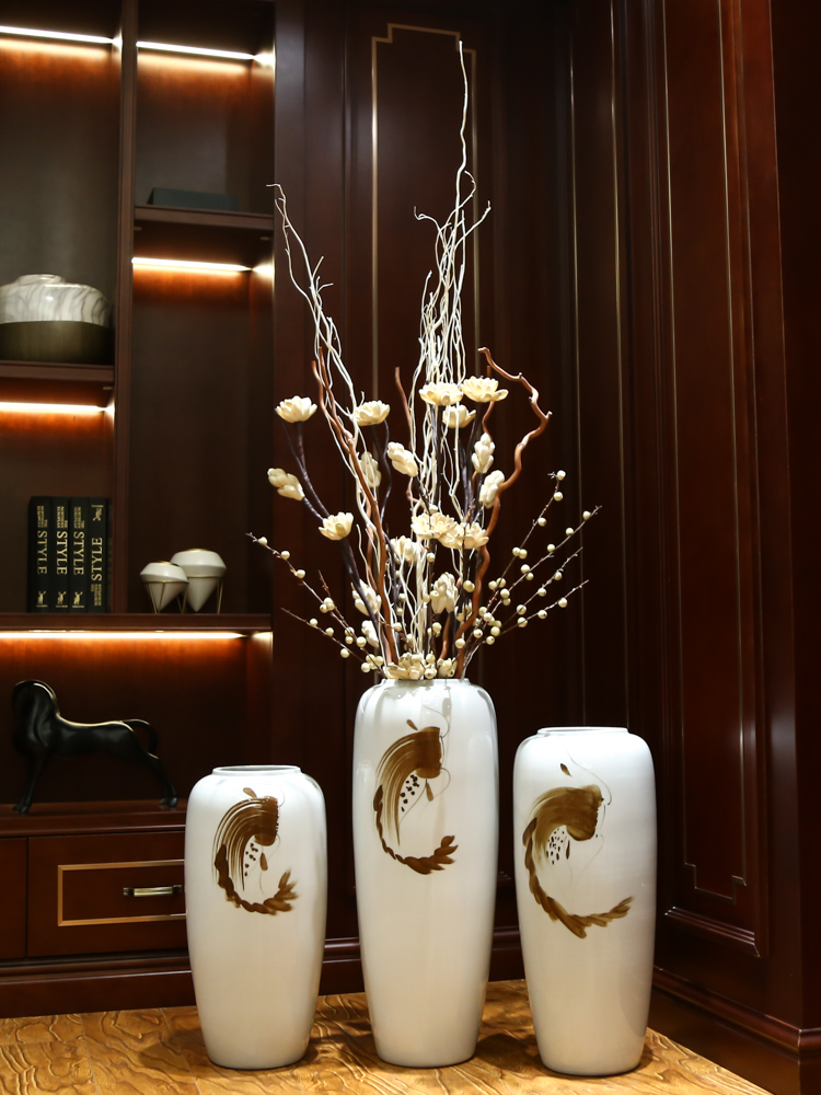 Jingdezhen ceramic simulation of large vase dried flowers of dry flower decoration in the sitting room porch decoration of the new Chinese style furnishing articles