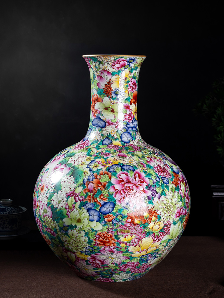 Jia lage jingdezhen ceramic vase YangShiQi landing after carved the qing qianlong enamel bottle of flower is not be born