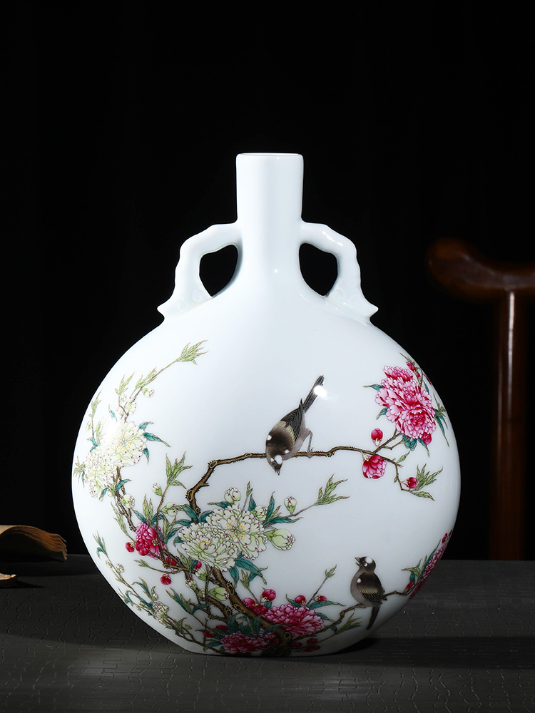 Jia lage jingdezhen hand - made ceramic vase YangShiQi colored enamel bird patterns and name on bottle porch place