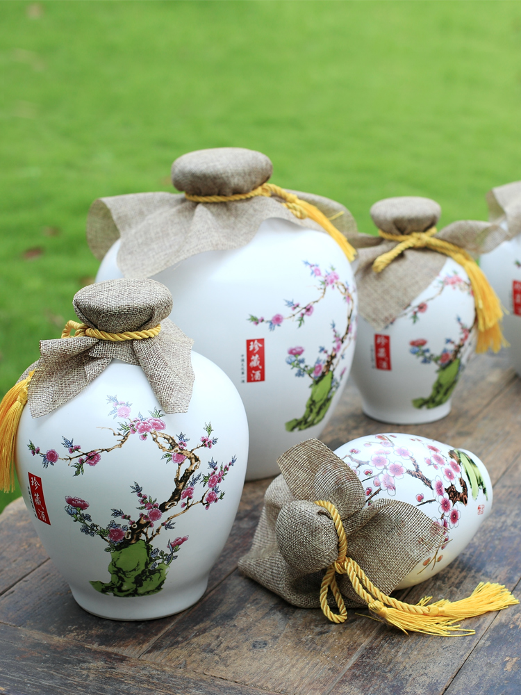 Ceramic bottle 1 catty 5 jins of 10 decorative home antique Chinese liquor little hip empty wine bottle sealed jar