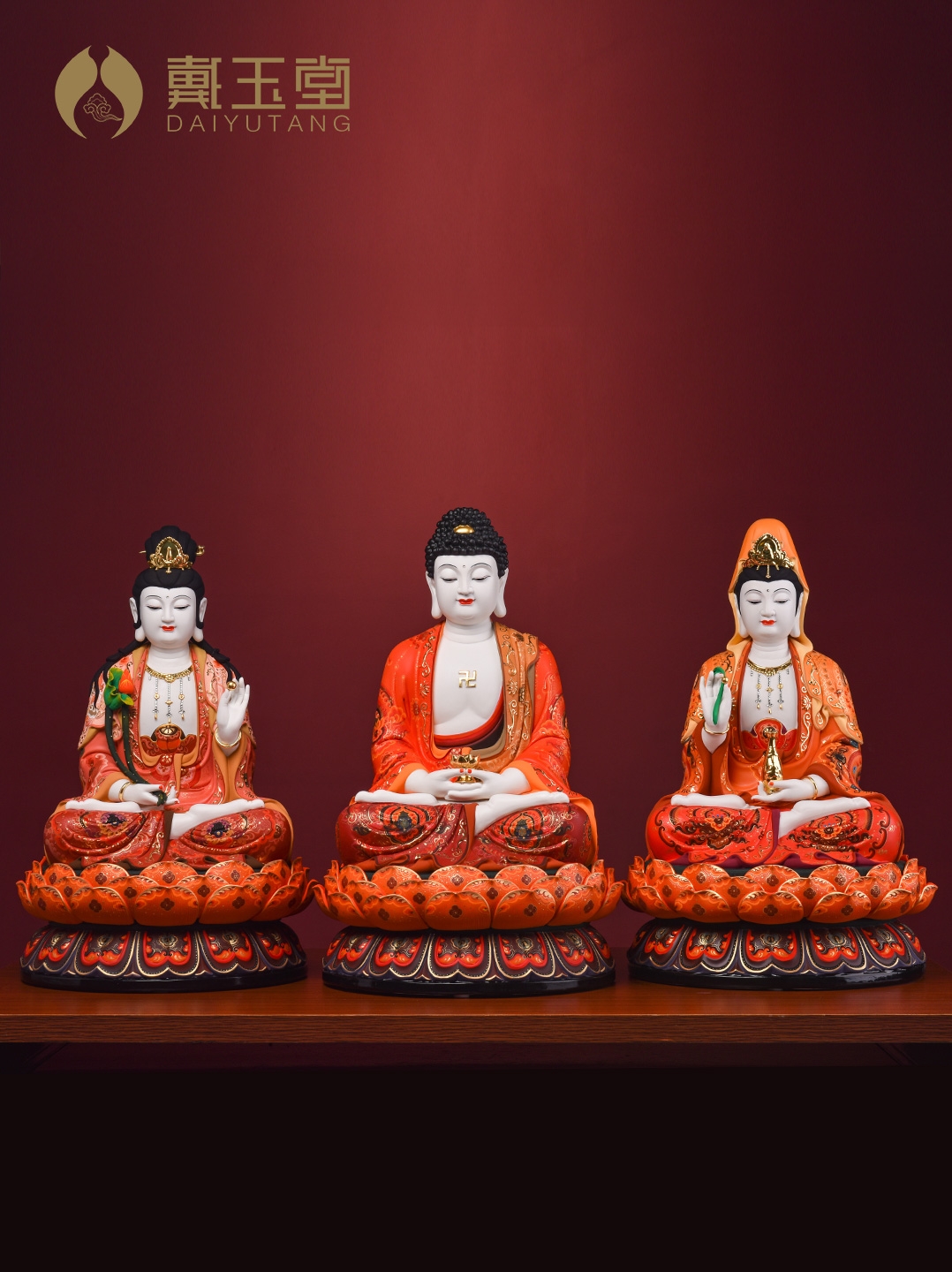 Yutang dai shut down is off the shelves 】 【 very colourful gods worship that occupy the home furnishing articles three holy ceramic Buddha in the west