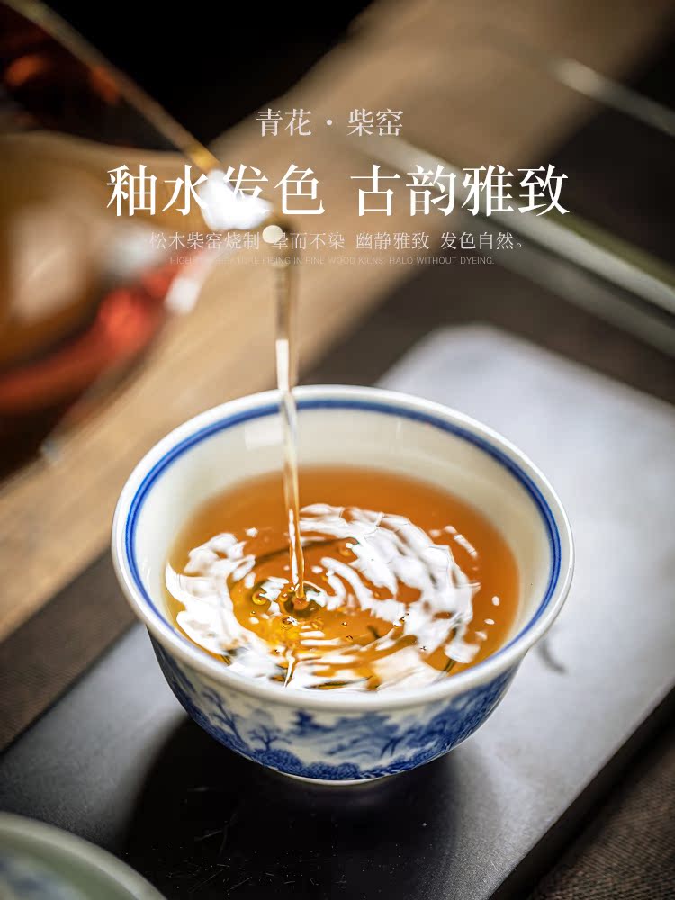 Jingdezhen blue and white maintain all hand - made ceramic cups tea master cup single CPU kung fu tea large sample tea cup