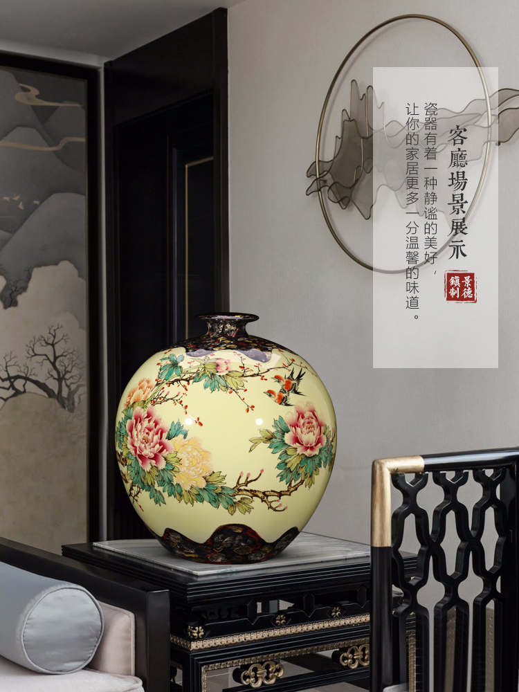 Jingdezhen ceramics famous hand - made powder enamel vase furnishing articles large sitting room porch decoration of Chinese style household