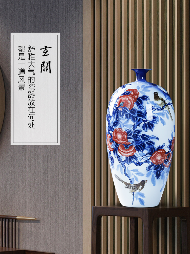 Blue and white porcelain of jingdezhen ceramics furnishing articles hand - made vases, modern Chinese style living room TV cabinet decoration decoration