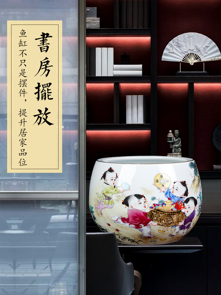 Jingdezhen ceramics powder enamel cornucopia cylinder creative household adornment TV ark, place of the sitting room porch decoration