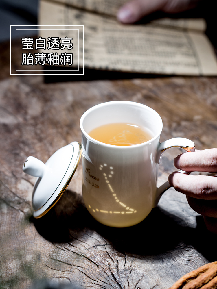 Creative move trend and exquisite ceramic cup mark cup with cover cup household glass coffee cup couples men and women