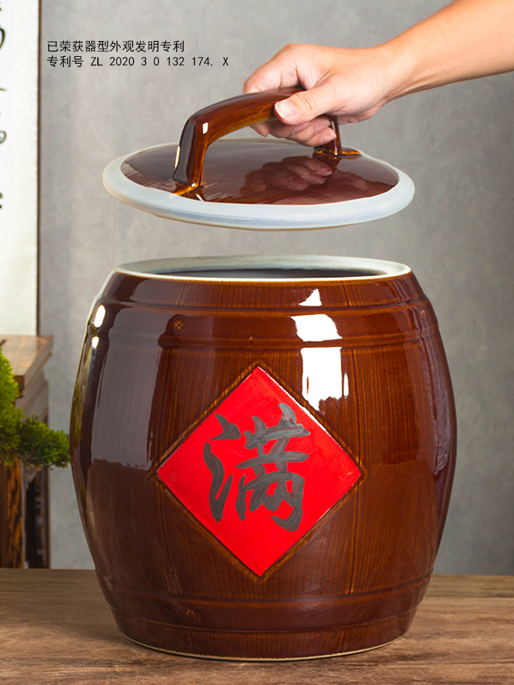 Jingdezhen ceramic barrel with cover home 10 jins 20 to 30 jins flour barrels of copy annatto old seal pot