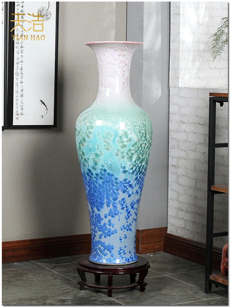 Jingdezhen ceramics vase of large crystalline glaze sitting room place of blue and white porcelain hotel lobby decoration decoration