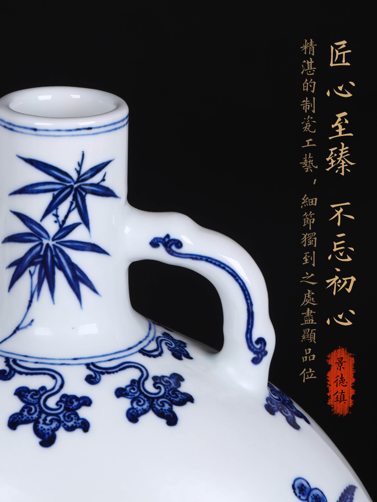 Jingdezhen ceramics vase furnishing articles imitation the qing yongzheng maintain blue and white flowers and birds on bottles of Chinese style household ornaments