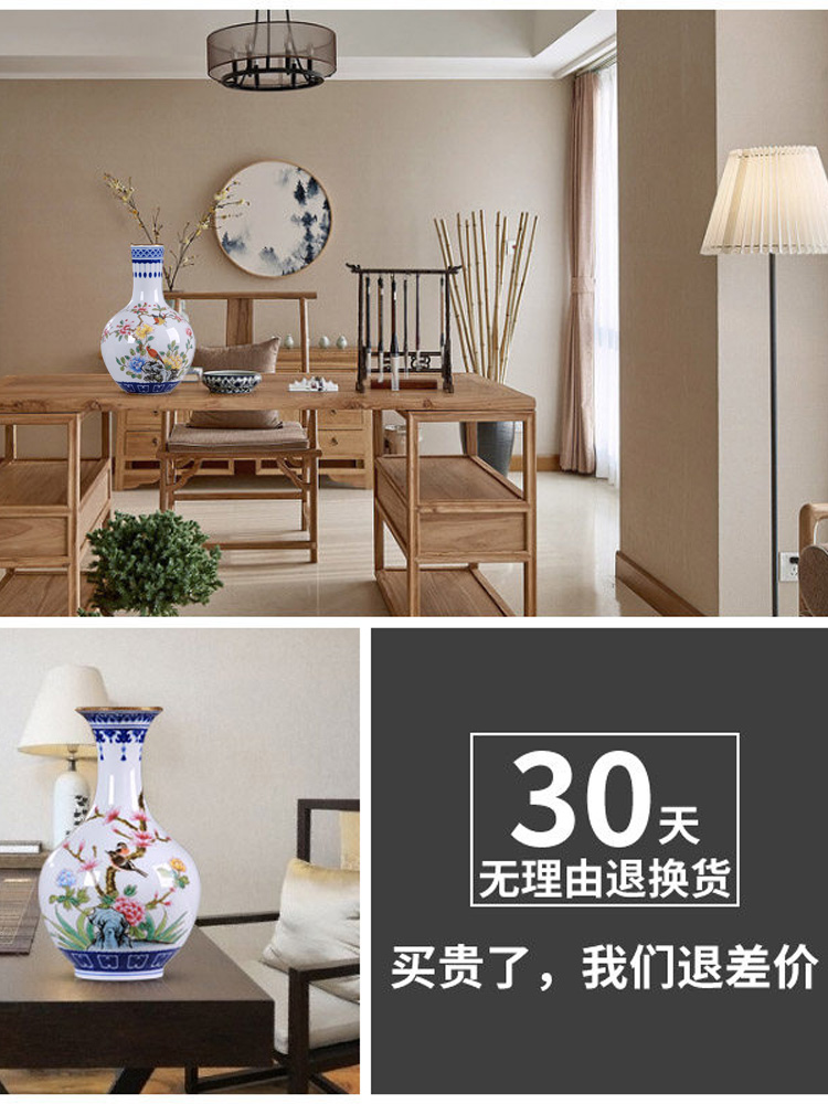 Jingdezhen blue and white color bucket vases, flower arranging device simulation ceramics dried flowers sitting room adornment of new Chinese style household furnishing articles