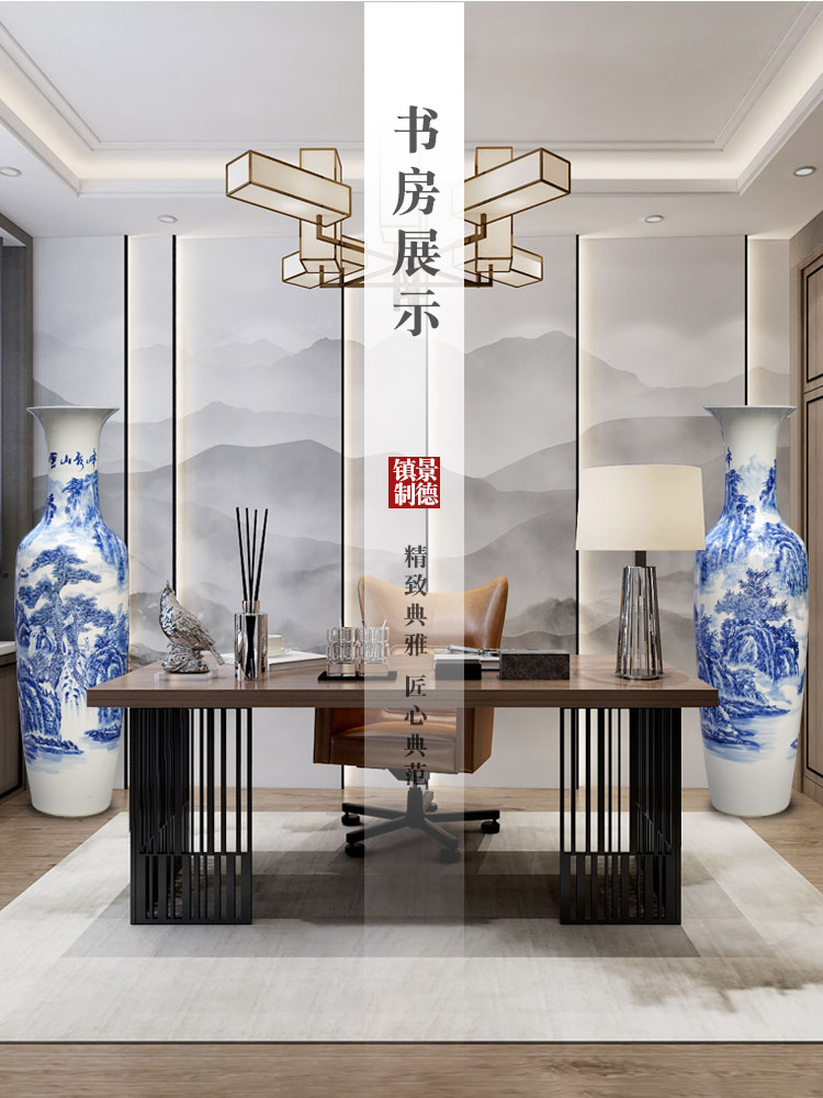 Jingdezhen blue and white porcelain yunshan xiufeng landscape of large vases, furnishing articles home sitting room TV ark, adornment