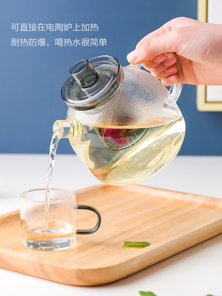 Sichuan island house teapot high - temperature heat - resistant glass teapot electric TaoLu cook little teapot teacup tea suit household