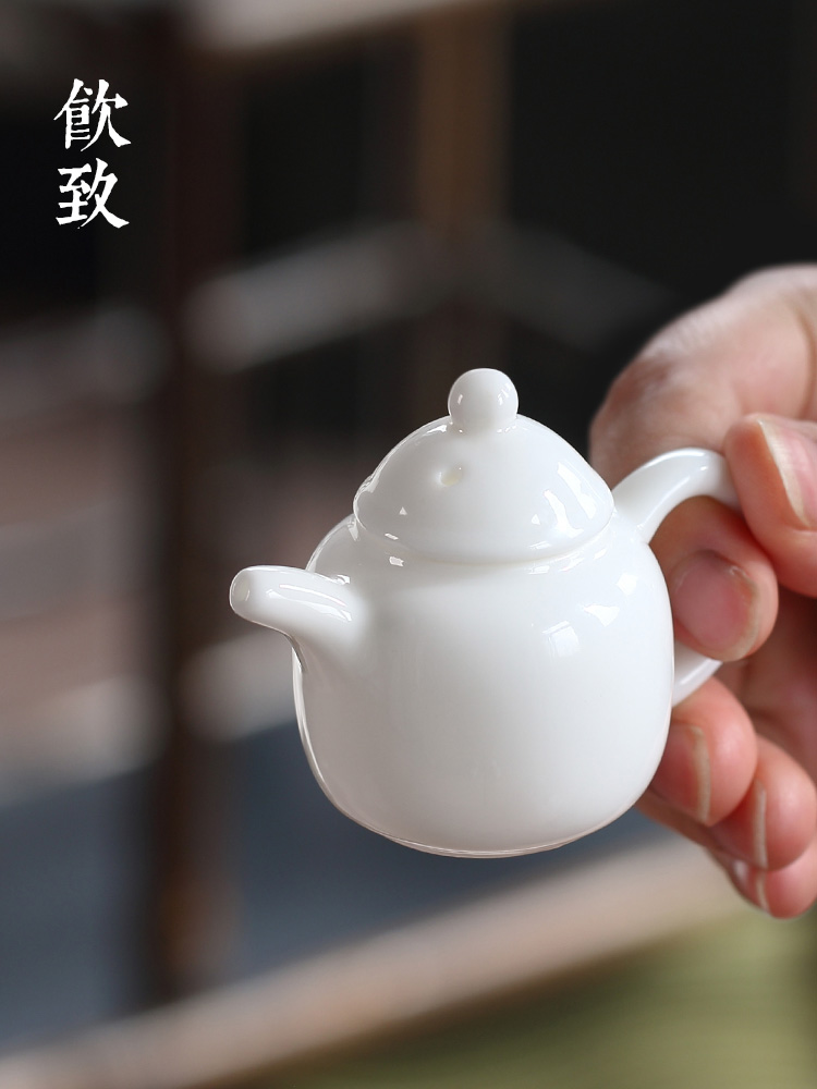 Ultimately responds to pocket mini white porcelain teapot fingertips pot small tea furnishing articles pure manual single pot ceramic not purple