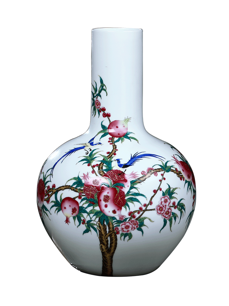 Jingdezhen ceramics vase the peach flower arranging antique Chinese style household TV ark, decoration crafts are sitting room