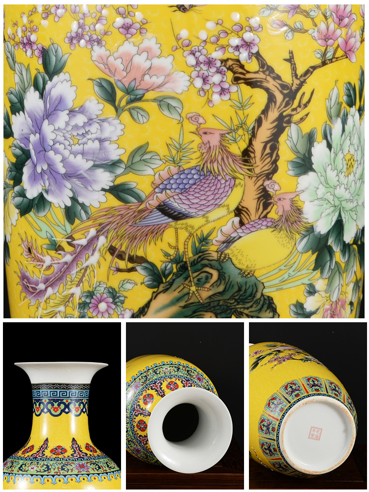 Jingdezhen ceramics powder enamel gets vase landed home sitting room TV ark, adornment is placed large arranging flowers