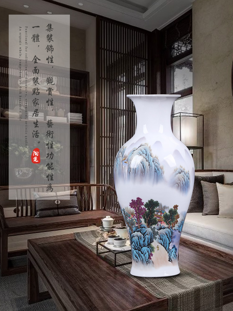 Jingdezhen ceramics, vases, flower arrangement of new Chinese style living room lucky bamboo wine rich ancient frame home furnishing articles