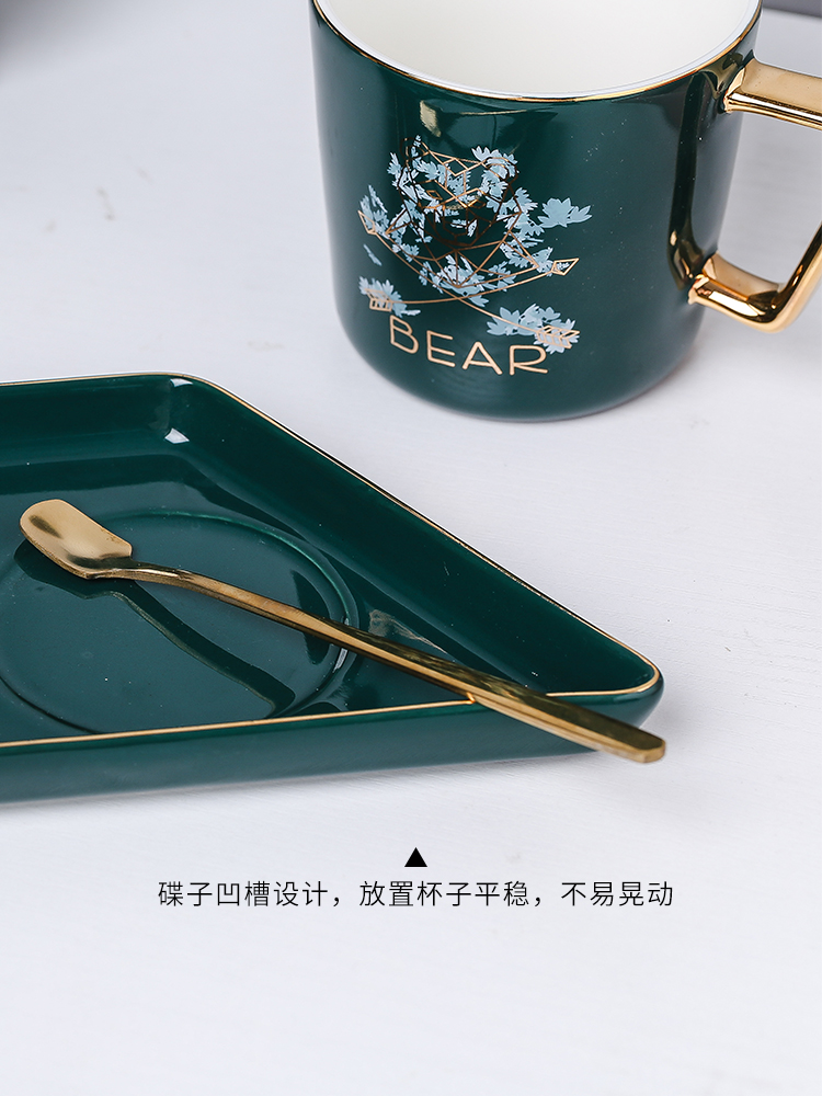 E best European ins coffee cup dish suits for its little key-2 luxury ceramic tea keller with spoon