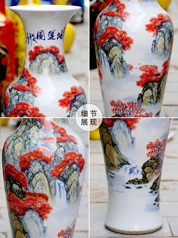 Jingdezhen ceramic figure landscape hand - made bonanza of large vases, sitting room of Chinese style household furnishing articles for opening gifts