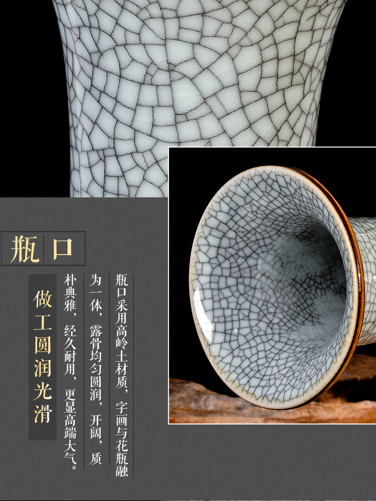 Jingdezhen ceramic vase up crack carving flower arrangement sitting room furnishing articles furnishing articles household of Chinese style of TV ark, decoration