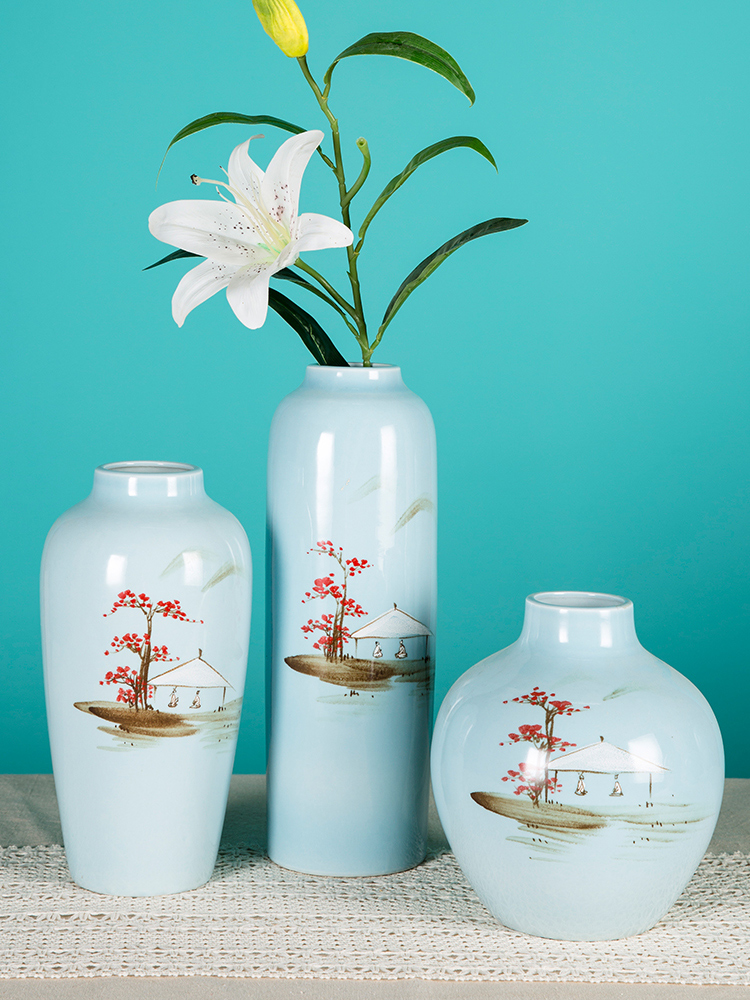 Flower arranging dried flowers of jingdezhen ceramics floret bottle furnishing articles sitting room of new Chinese style household adornment handicraft TV ark