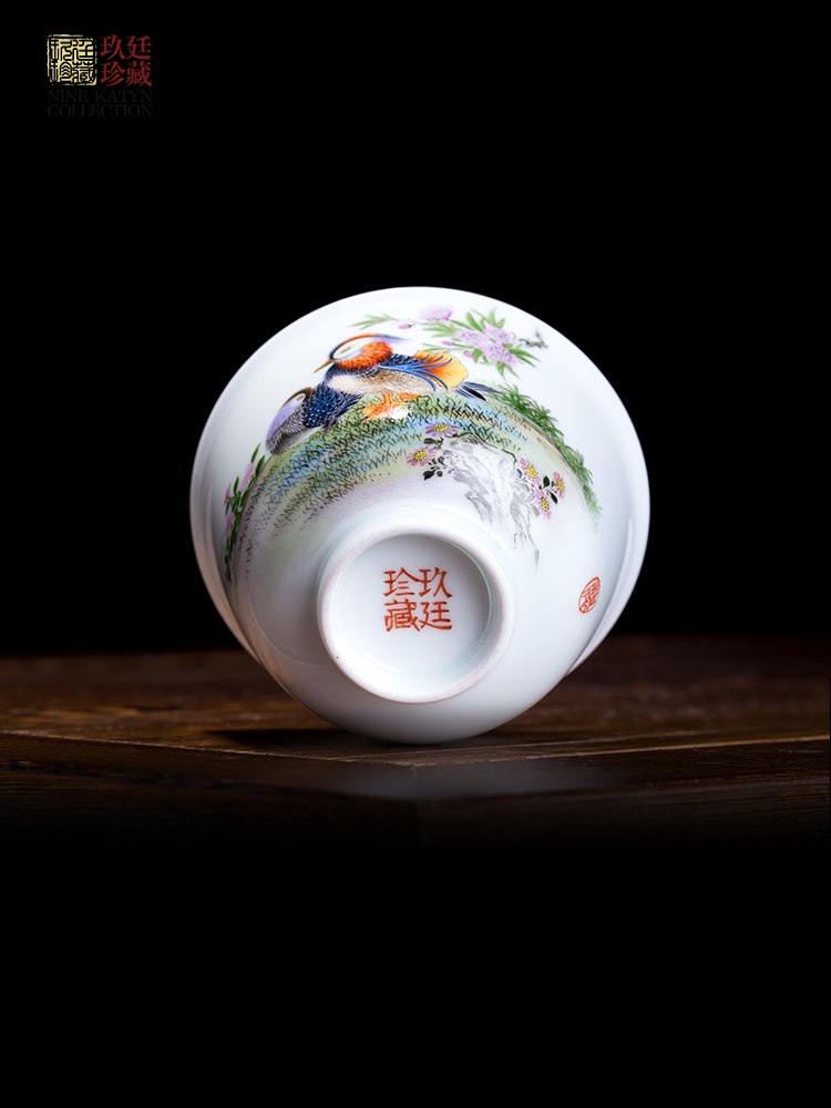 Nine at jingdezhen single CPU kung fu tea cups manual hand - made colored enamel of glass ceramics personal master CPU