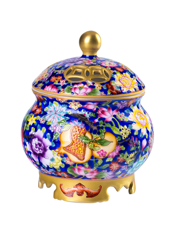 About Nine katyn colored enamel flower incense buner jingdezhen ceramics by hand is placed indoor smoked incense buner accessories high - end collection