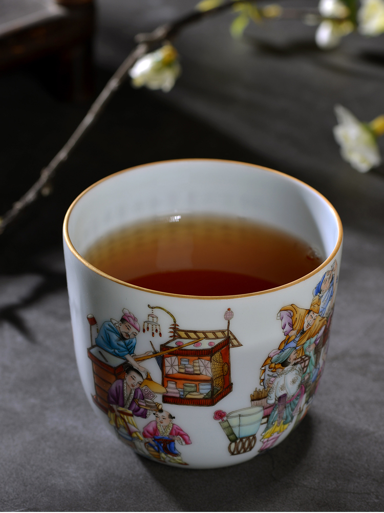 About Nine katyn teacups hand - made ceramic kung fu master cup single CPU jingdezhen dou tea enamel sample tea cup of tea light cup