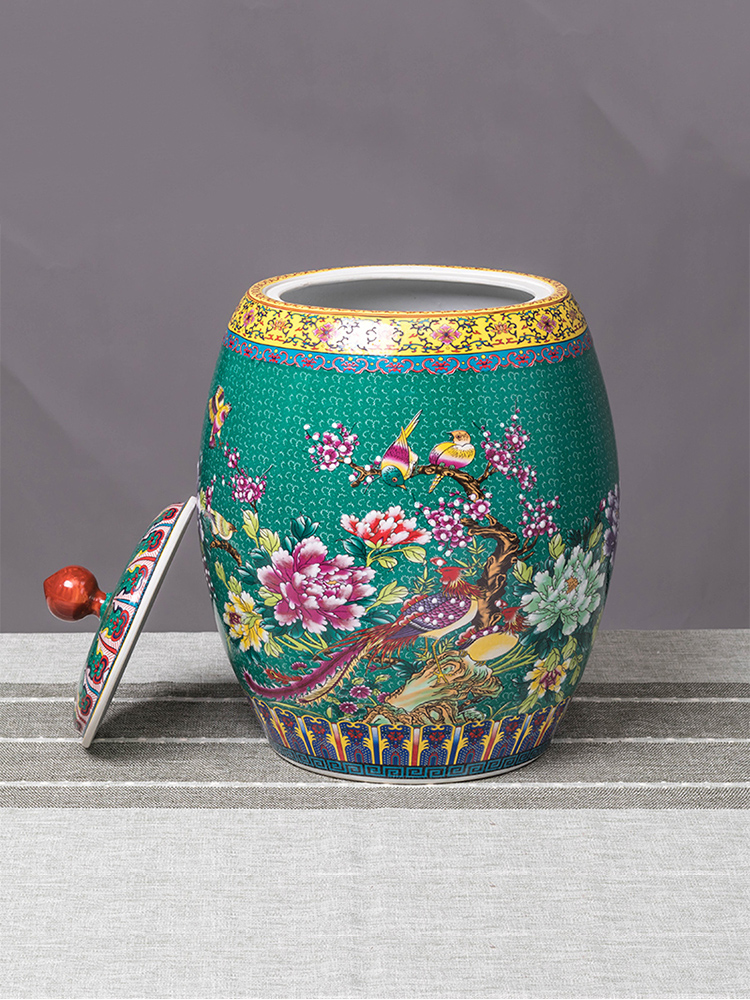 Large porcelain tea pot ceramic business gifts storage tank receives puer tea cake box of tea urn jar