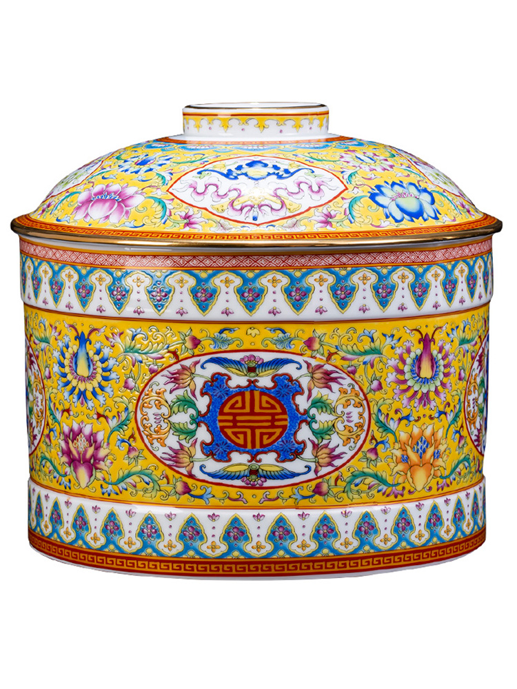 Jingdezhen ceramic antique tea pot of Chinese style household enamel sealing to heavy large storage tank tea storehouse