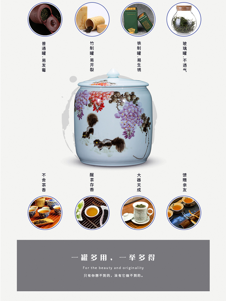 Jingdezhen ceramics caddy fixings manual tea urn pu - erh tea storage sealed as cans moistureproof tea tea large bucket of tea