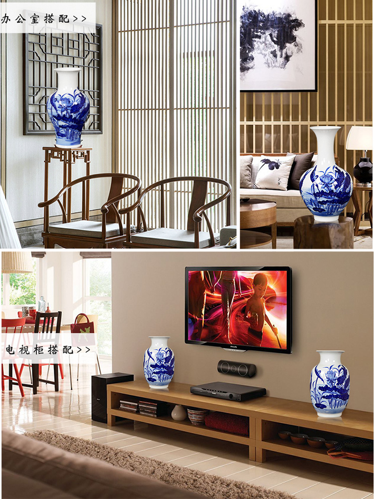 Jingdezhen ceramics hand - made reliefs of blue and white porcelain vases, the sitting room porch place decorations home rich ancient frame fd