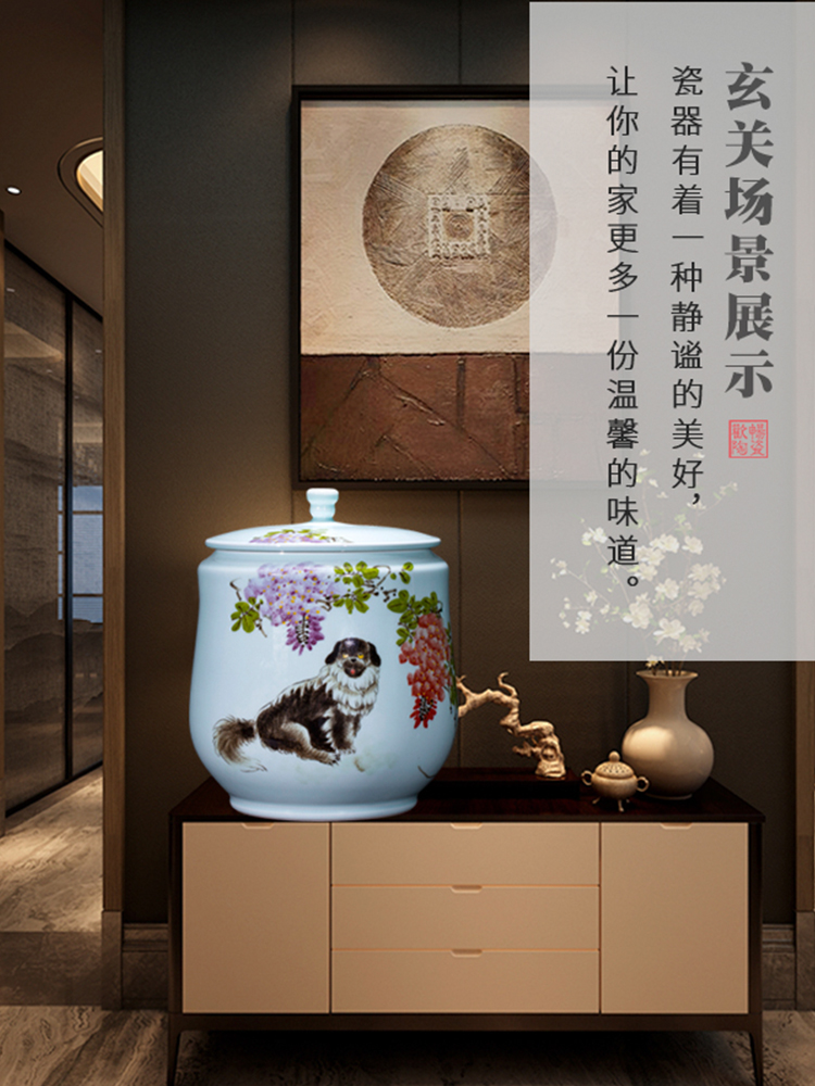 Jingdezhen ceramics caddy fixings manual tea urn pu - erh tea storage sealed as cans moistureproof tea tea large bucket of tea