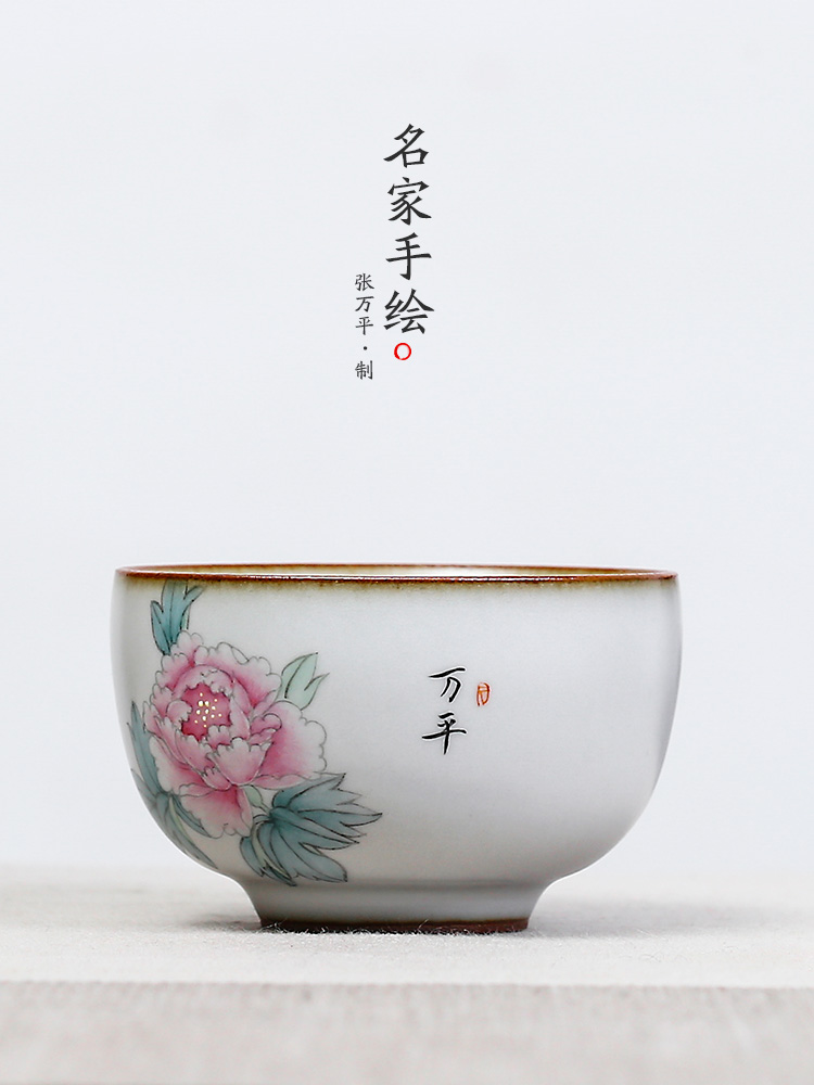 Jingdezhen your up hand - made peony ceramic sample tea cup a cup of pure checking tea set master kung fu tea cup