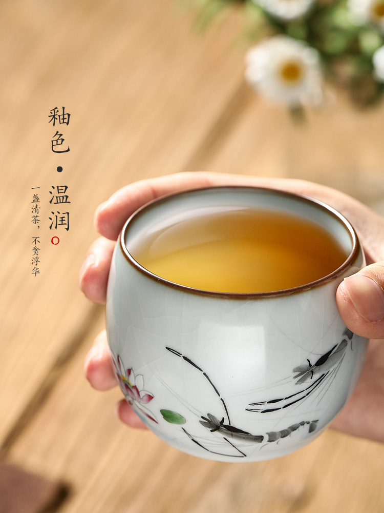 Master your up sample tea cup cup single cup pure manual jingdezhen ceramic tea set prawn hand - made kung fu large cups