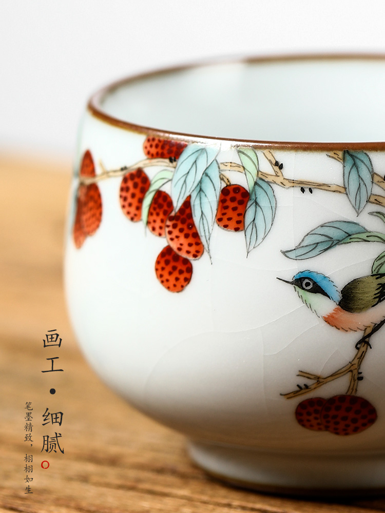 Tea master cup single cup your up with jingdezhen ceramic sample Tea cup of pure manual hand - made teacup litchi for a cup of Tea