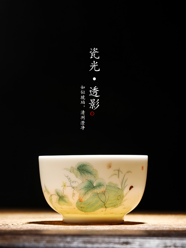 Jingdezhen pure manual white porcelain masters cup sample tea cup single CPU hand - made kung fu tea set ceramic cups of tea only light