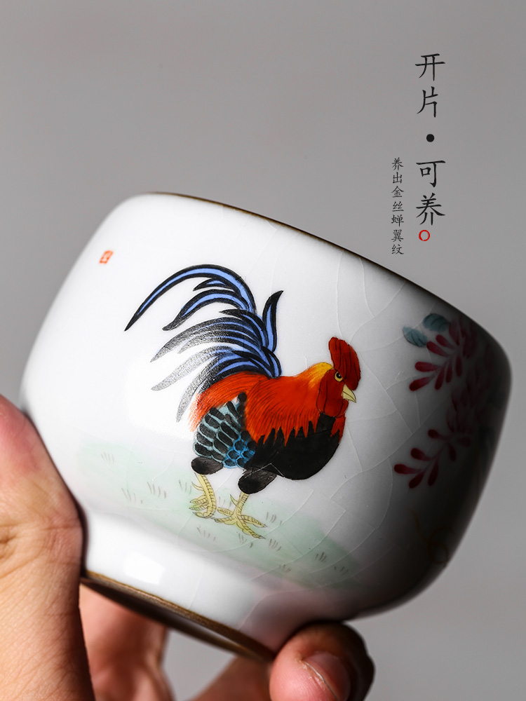 Jingdezhen hand - made teacup kongfu master cup single cup participants in your up chicken checking ceramic sample tea cup tea set