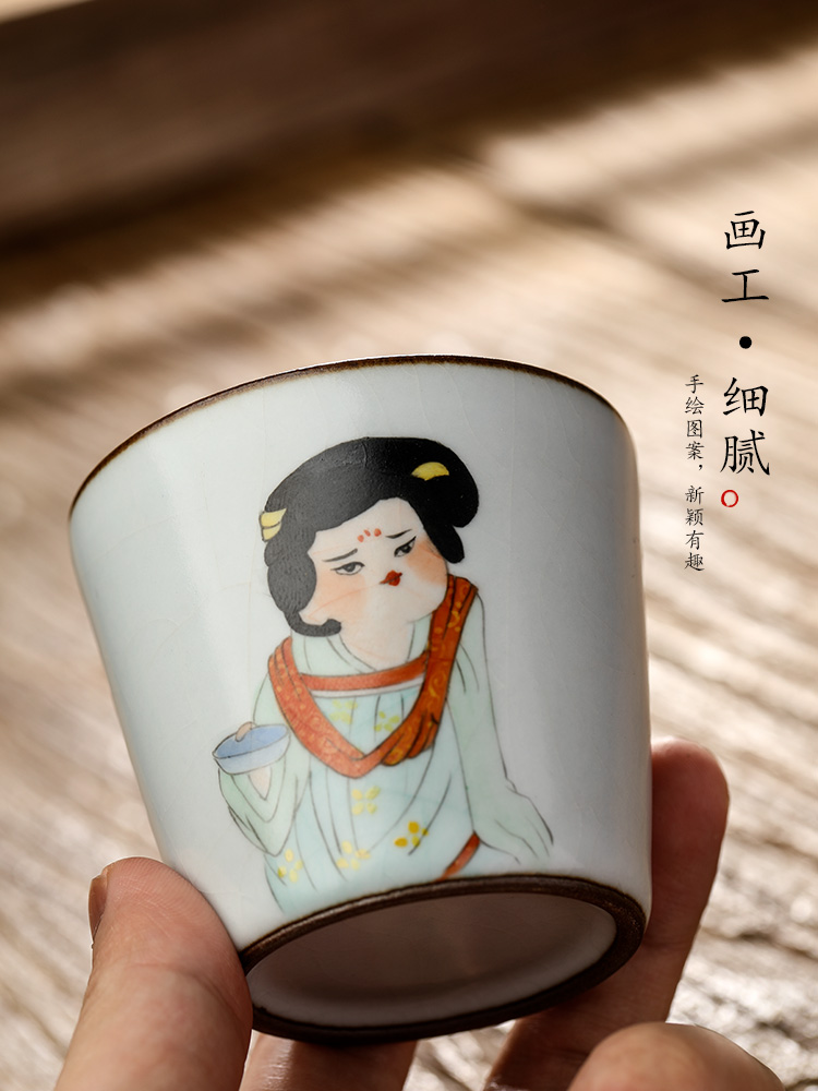 Pure manual your up jingdezhen tea cups master cup single CPU hand - drawn characters kung fu bowl sample tea cup in use