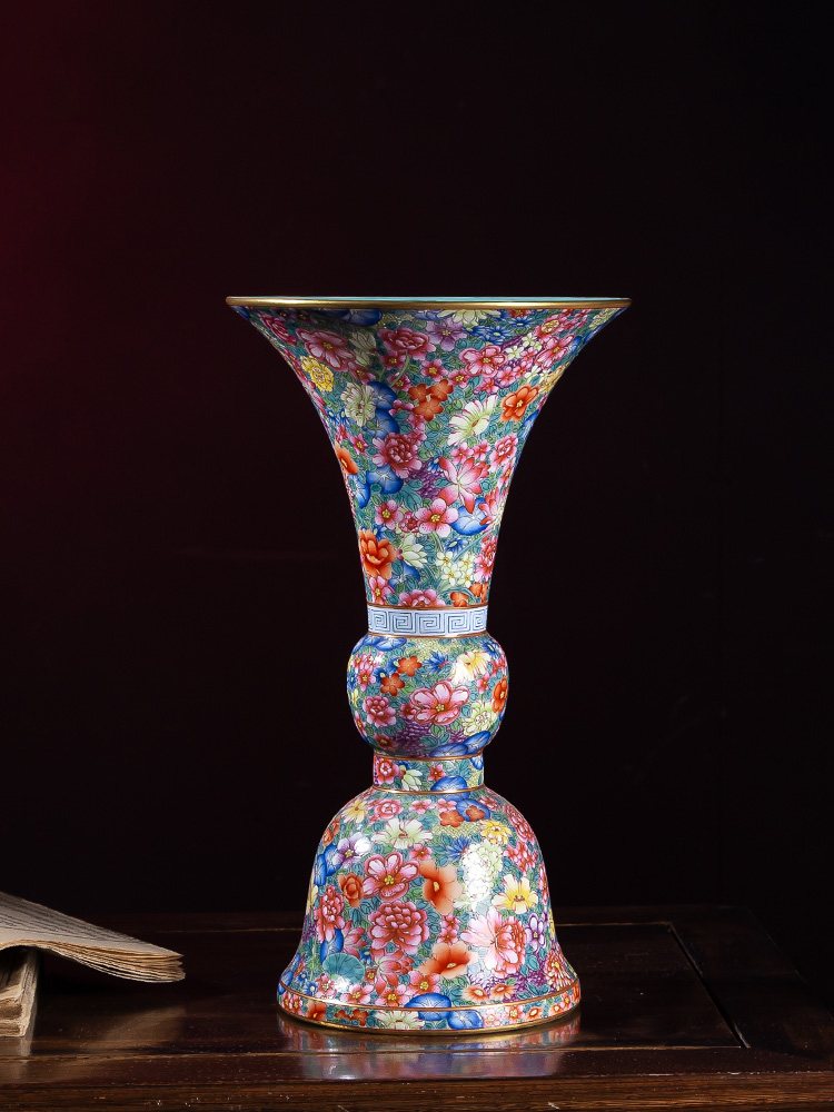 Jia lage jingdezhen ceramic vase YangShiQi up qianlong pastel flower flower vase with Chinese porcelain furnishing articles
